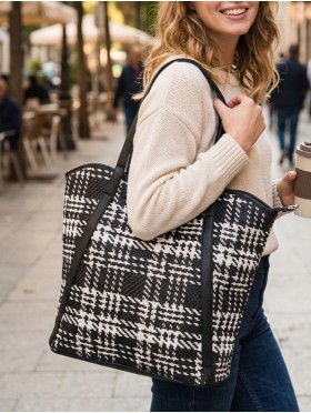 Waterproof Houndstooth Print Tote Bag
